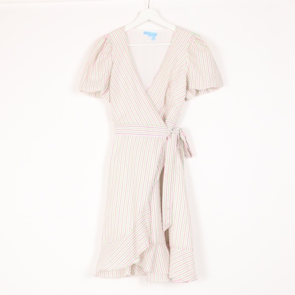Draper James Dresses & Skirts - Draper James Puff Sleeve Wrap Dress Seersucker Stripe